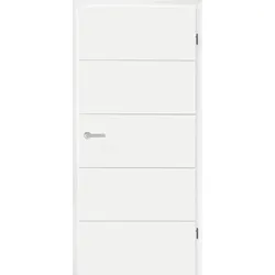 Hörmann DesignLine Holz-Türblatt - Stripe 15 mit 4 Linien - RAL 9016 Verkehrsweiß  - 735 x 2110 - DIN rechts - ohne Schlüssellochbohrung