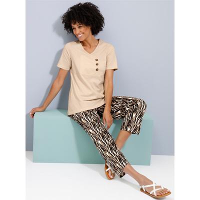Tunikashirt "Shirttunika", Damen, Gr. 42, grau (stein), 100% Baumwolle, unifarben, V-Ausschnitt, Shirts