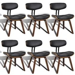 Décoshop26 - Set aus 6 modernen Design-Küchen-/Esszimmerstühlen aus gebogenem Holz und synthetischen Materialien CDS022236