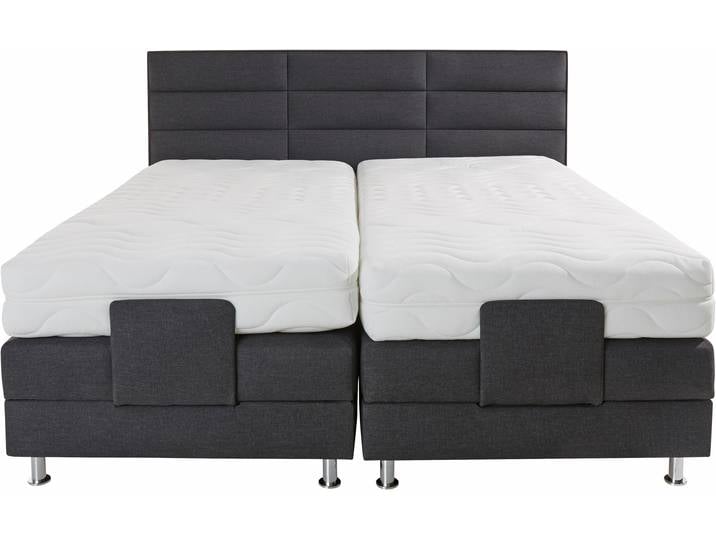 Boxbett, Grau, 174x210 cm, Feinstrukturstoff, Elektrisch Verstellbar, Modern