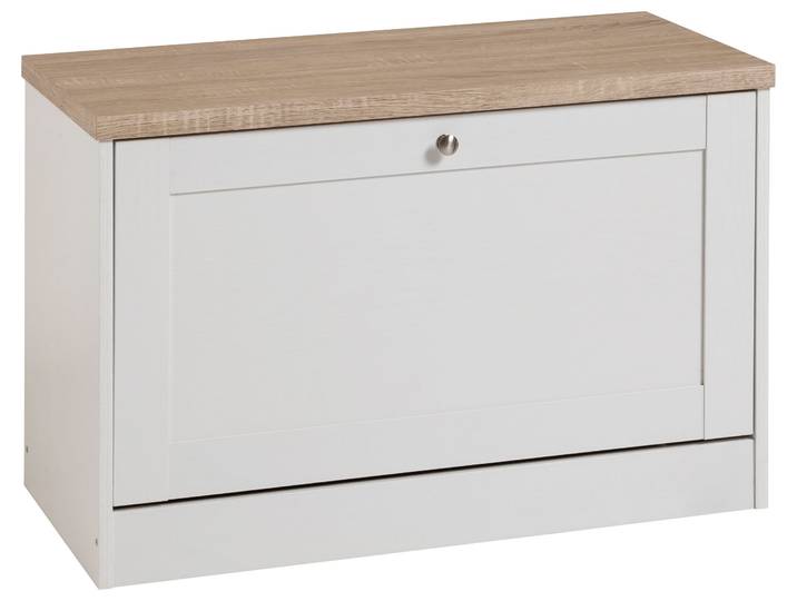 Schuhbank GOODPRODUCT Heide , weiss (weiß), B:80cm H:51cm T:40cm, Holzwerkstoff, Sitzbänke, Schuhbank