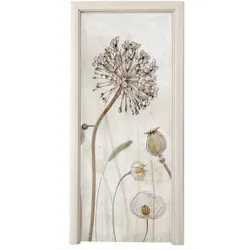TÜRAUFKLEBER Selbstklebend - Blumen - Aquarell - Stilleben - Braun - Vintage 80x205 cm - Türtapete