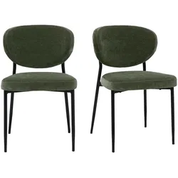 Stoffstühle in samtähnlicher Optik, khakigrün und Metall (2er-Set) BREKA