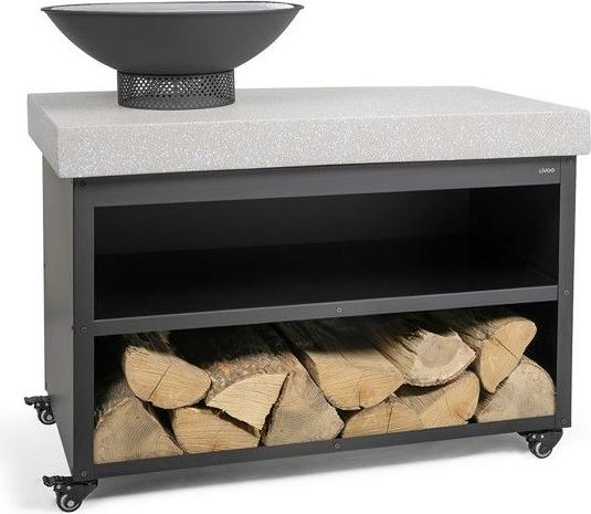 Feuerstelle Grill auf Servierwagen LIVOO DOC329, Ø41 cm Grillfläche, 4 Räder, Stauraum