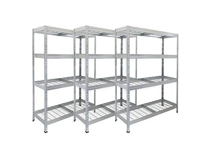 Master Regale 3er-Set Rivet Schwerlastregal mit Stahlgitter-Boden 180x120x45cm(HxBxT) 250 kg pro Boden verzinkt. Steckregal Metallregal Kellerregal Lagerregal Werkstattregal