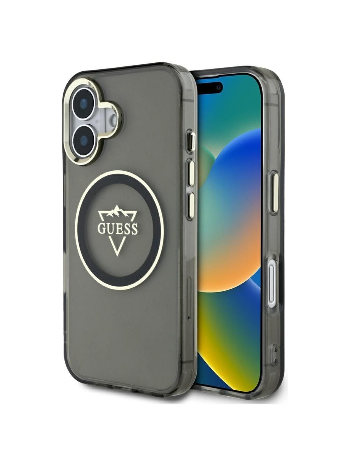 GUESS IML Metal Mountain Logo MagSafe case for iPhone 16 - black
