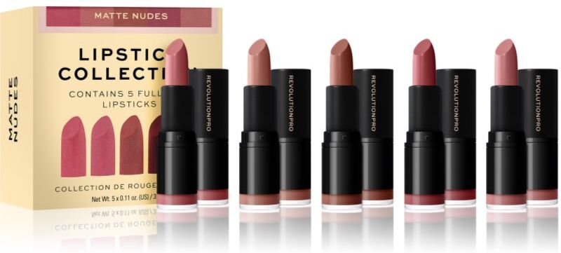 Revolution PRO Lipstick Collection Læbestift sæt Skygge Matte Nude 5 stk.