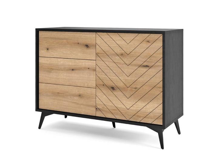 Buffet Jasper KSZ104 – Buffet couleur chêne évoque/noir largeur 104 cm hauteur 77 cm profondeur 39 cm