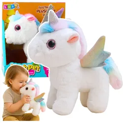 Interaktives Einhorn-Plüschtier mit Bewegungen und Geräuschen, weiß, 21 cm