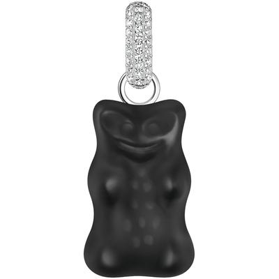 Kettenanhänger THOMAS SABO "THOMAS SABO x HARIBO Schmuck: Großer Anhänger Goldbär", weiß (silberfarben, schwarz, kristallweiß, schwarz, kristallweiß), Schmuckanhänger, Damen, Silber 925 (recycelt), 4,05 g, Kettenanhänger, mit Kristallglas, Zirkonia...