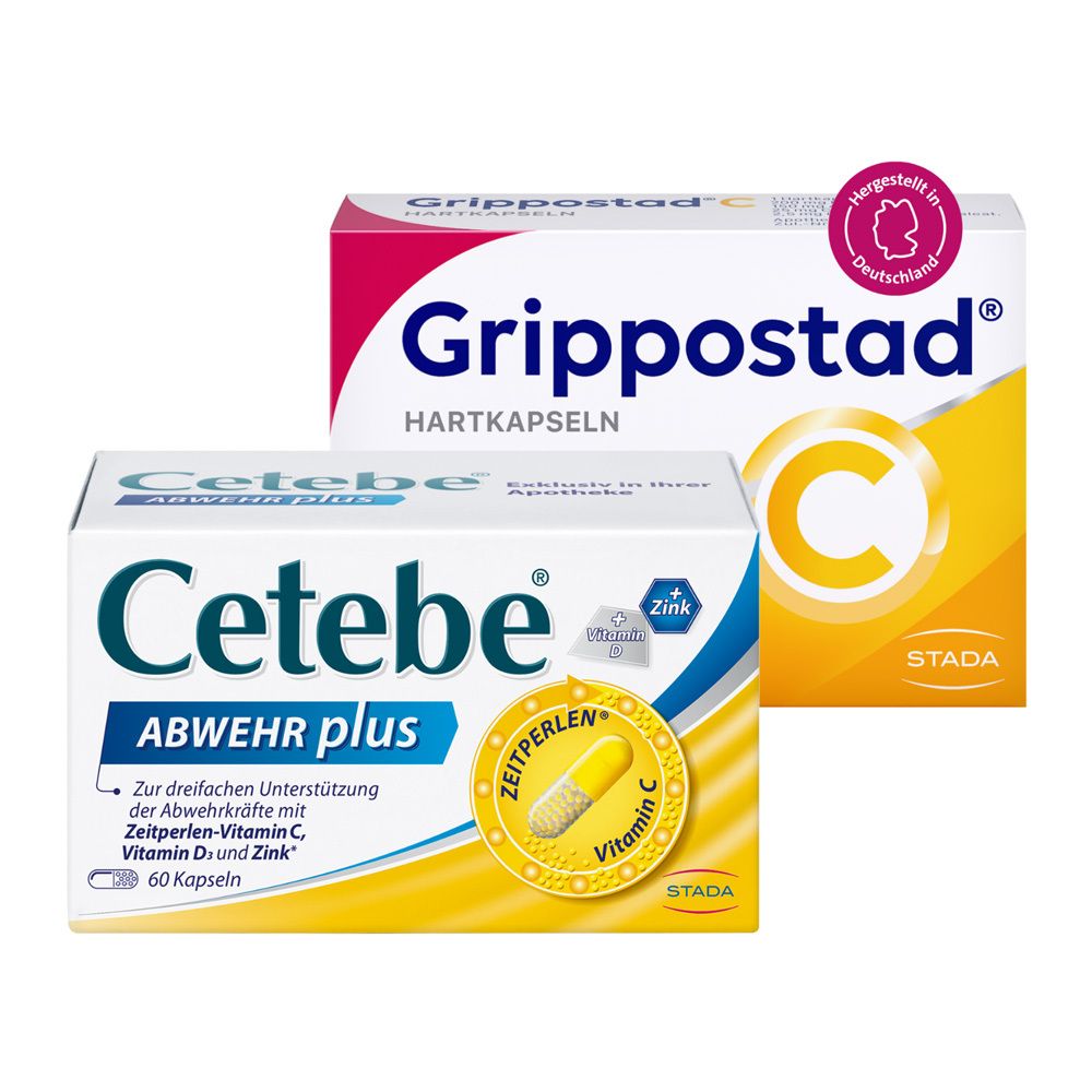 Grippostad C Hartkapseln + Cetebe Abwehr Plus 1 St Set