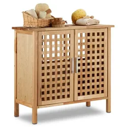 Relaxdays Waschbeckenunterschrank Walnuss Hellbraun,Silber