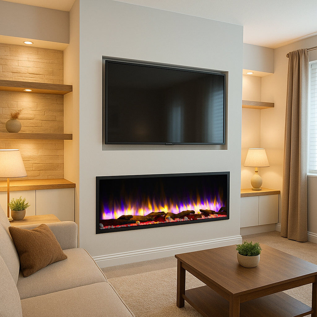 Castleton Fires & Fireplaces Electric Fireplace Insert Black 43cm H x 120cm W x 18.5cm D