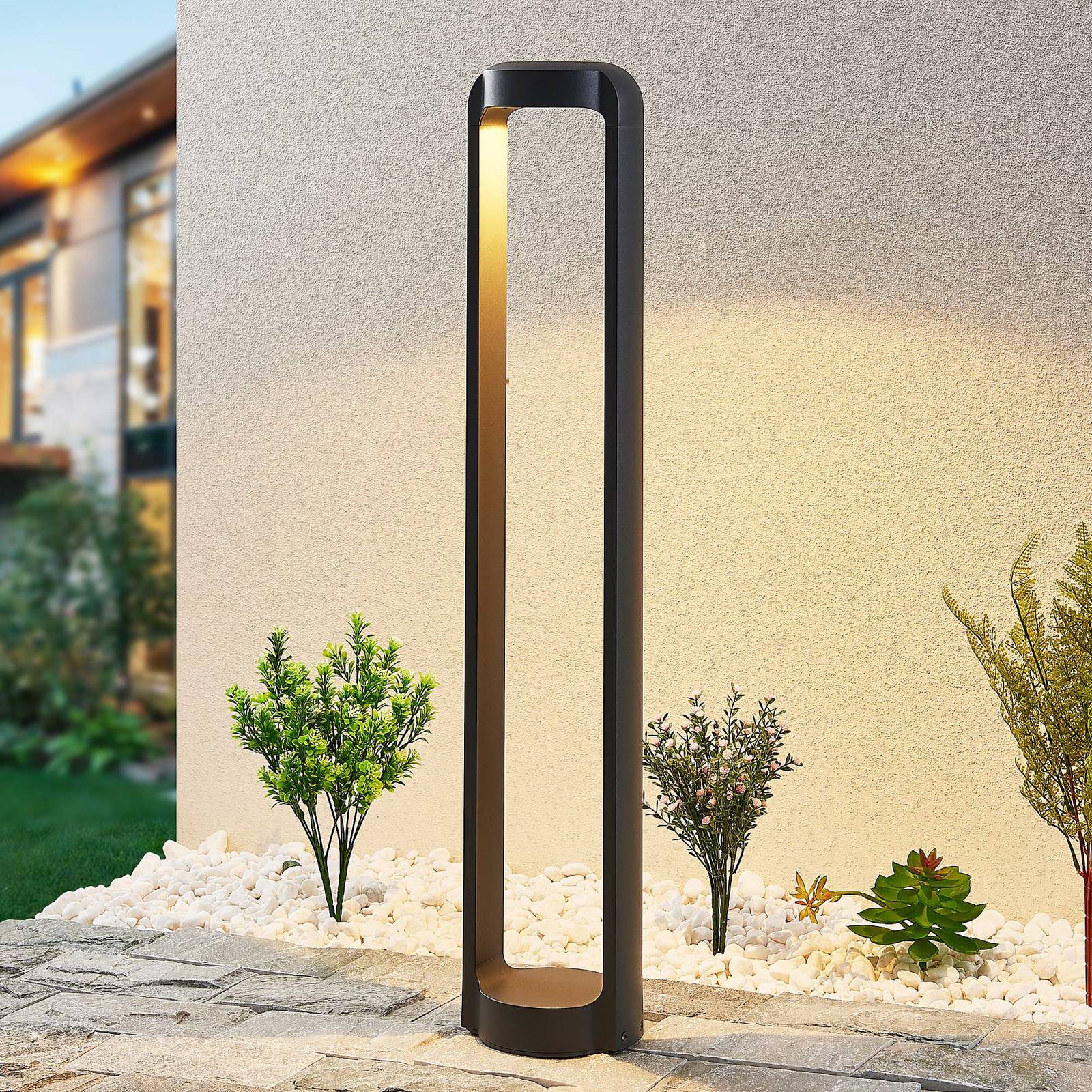 LED Wegeleuchte Habsa Lucande, schwarz, Aluminium, Modern, LED Außenleuchte