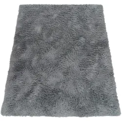 HOCHFLORTEPPICH, einfarbig, aus Polyester, Grau, 160 x 220 cm