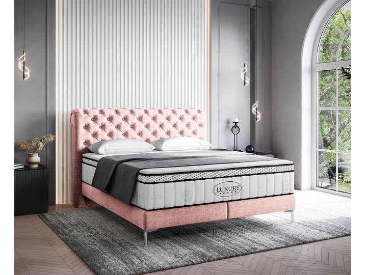Boxspringbett Moonda 180 x 200cm Samt Cloe Pink