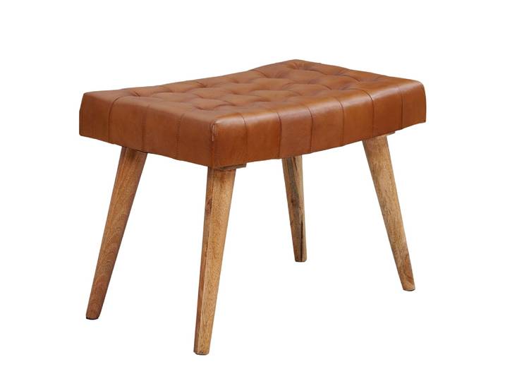 Tabouret en cuir véritable, marron