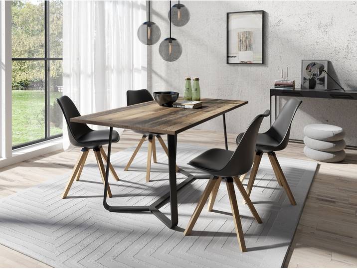 Esstisch BYLIVING Talea , braun (old style, schwarz, old style), B:140cm H:76cm T:90cm, Tische, Esstisch, modernes Design, 140cm und 160cm, Artisan Eiche, Old Style Wood, Beton