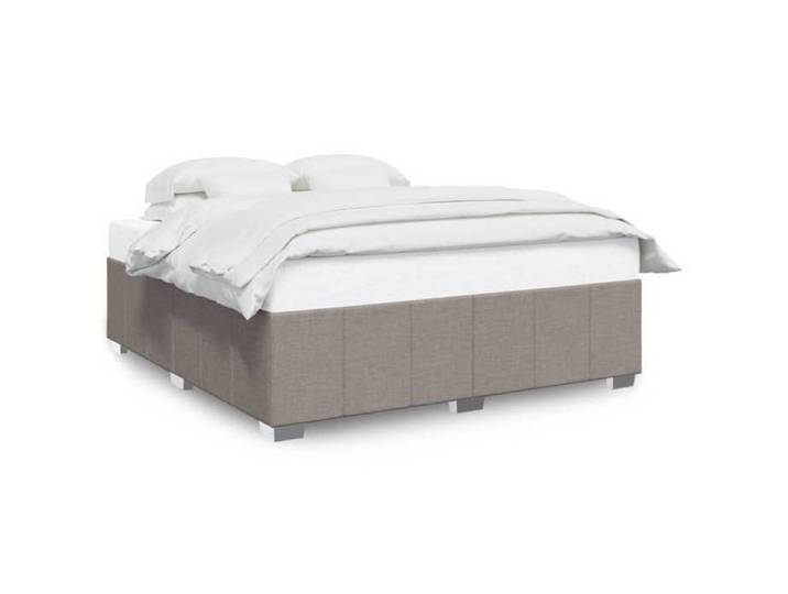 @FRENCH Cadre de lit adulte - Structure de lit 2 personnes - taupe 200x200cm tissu 5125859