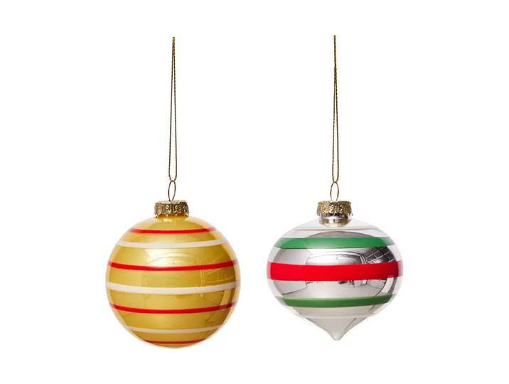 OYOY Boule en verre Christmas Mushroom No. 3, lot de 2 Multi