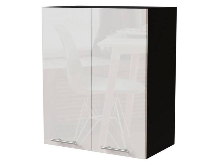 Feldmann-Wohnen Klapphängeschrank Essen (W3/60, 2-türig, 2 Einlegeböden, 1-St., Küchenhängeschrank) 60x32,5x72cm schwarz - weiß Hochglanz (ES-W3/60)