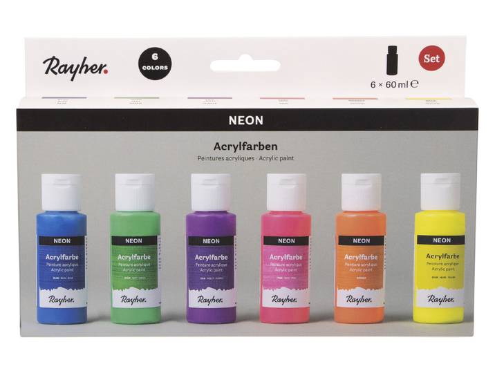 Acrylfarben Set Neon, 6 Farben à 60ml