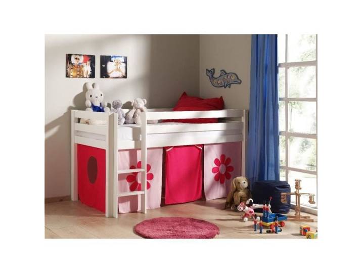Lit enfant mi-hauteur Charlotte avec tente Pink Flower - PINO
