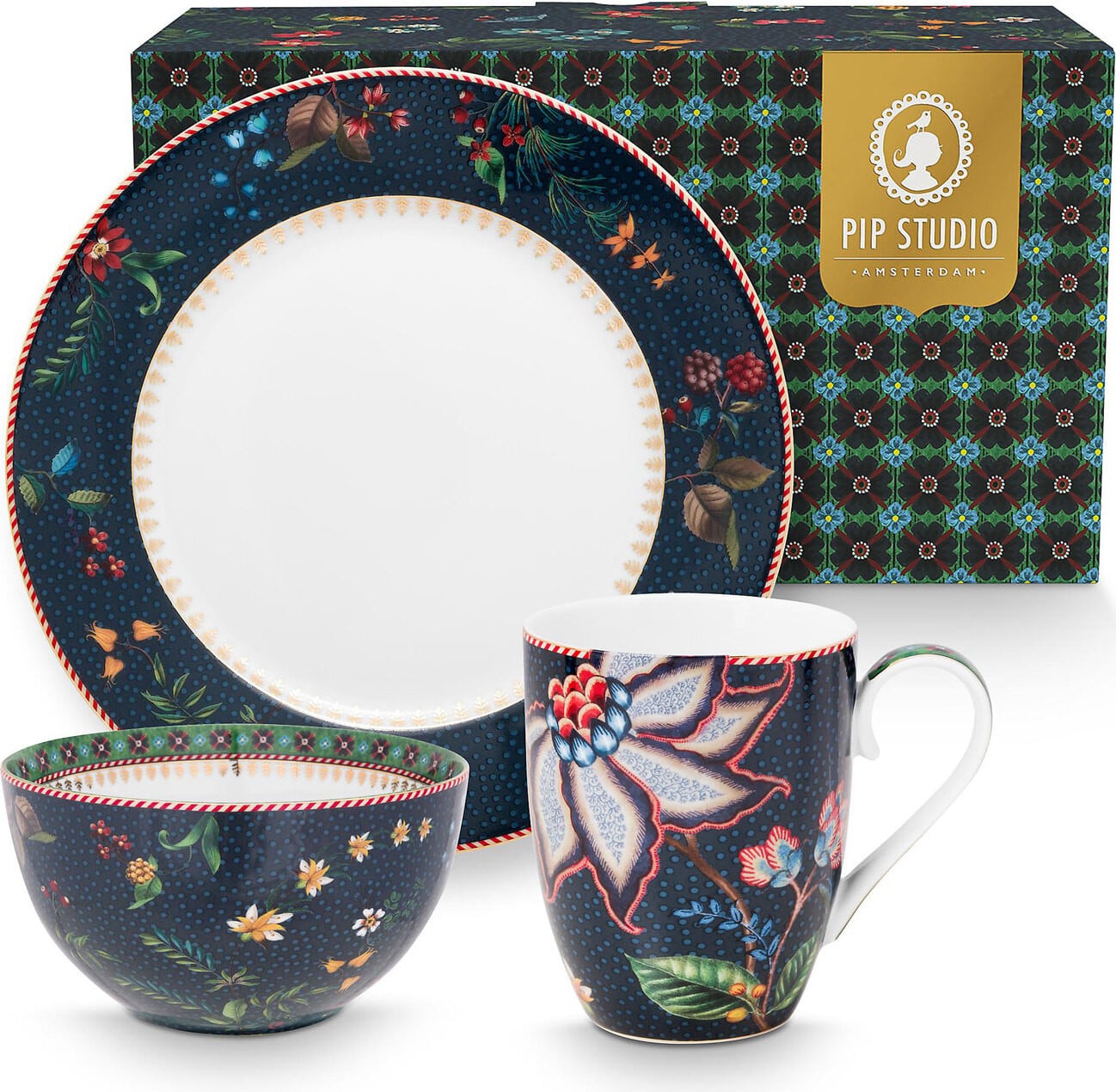 Pip Studio Ontbijtset Berry Blues set van 3