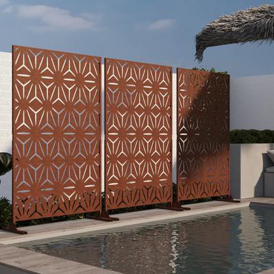 Lumibee Outdoor Privacy Screen with Stand for Patio Garden Metal Fence