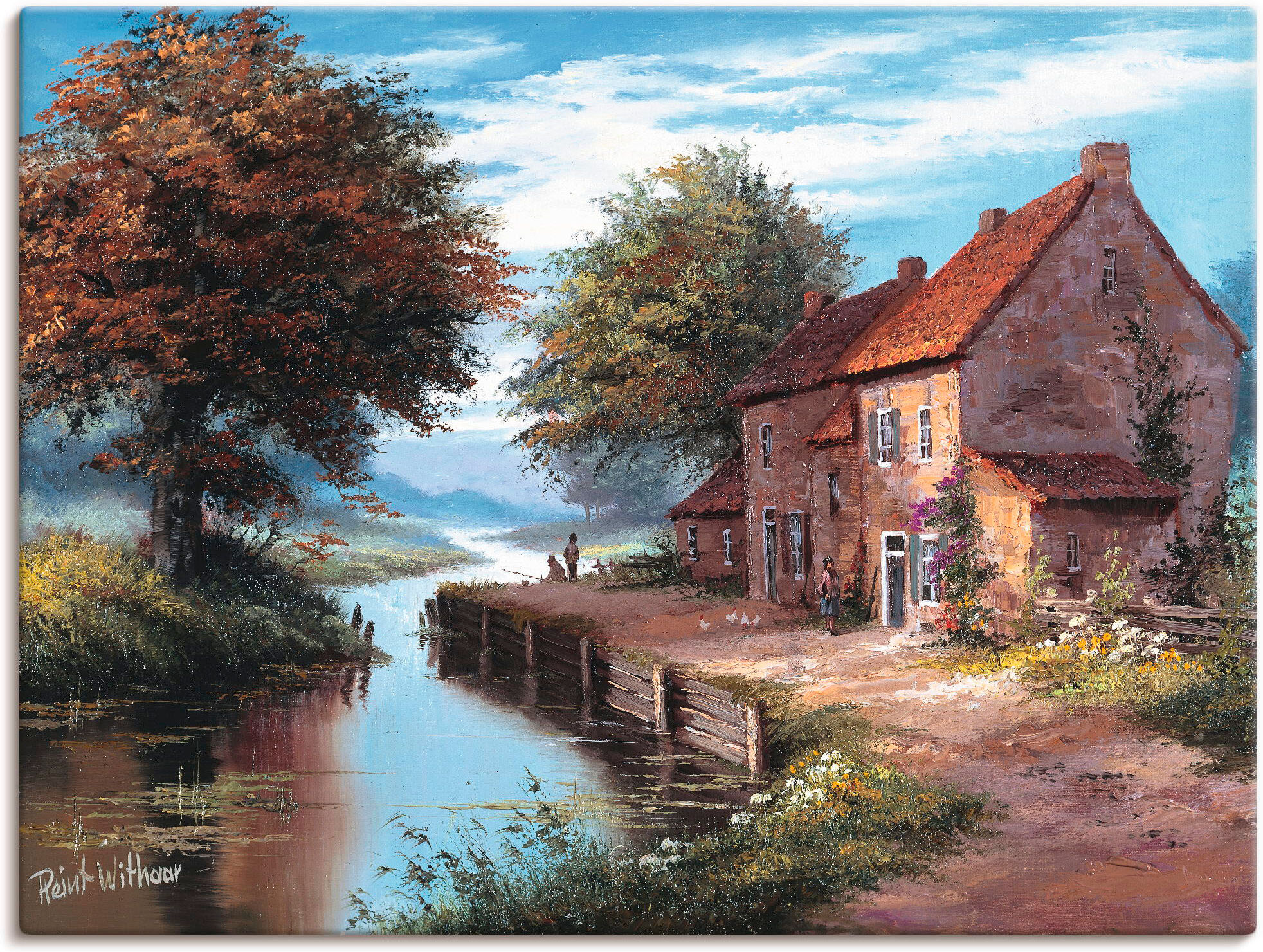 Wandbild ARTLAND "Früher Morgen", blau (farbe bild(er): blau), B:60cm H:45cm, Bilder, Wandbild, als Leinwandbild, Poster in verschied. Grössen farbe bild(er): blau B/H/T: 60cm x 45cm, Leinwandbild Gewässer Querformat, 1 Stk.