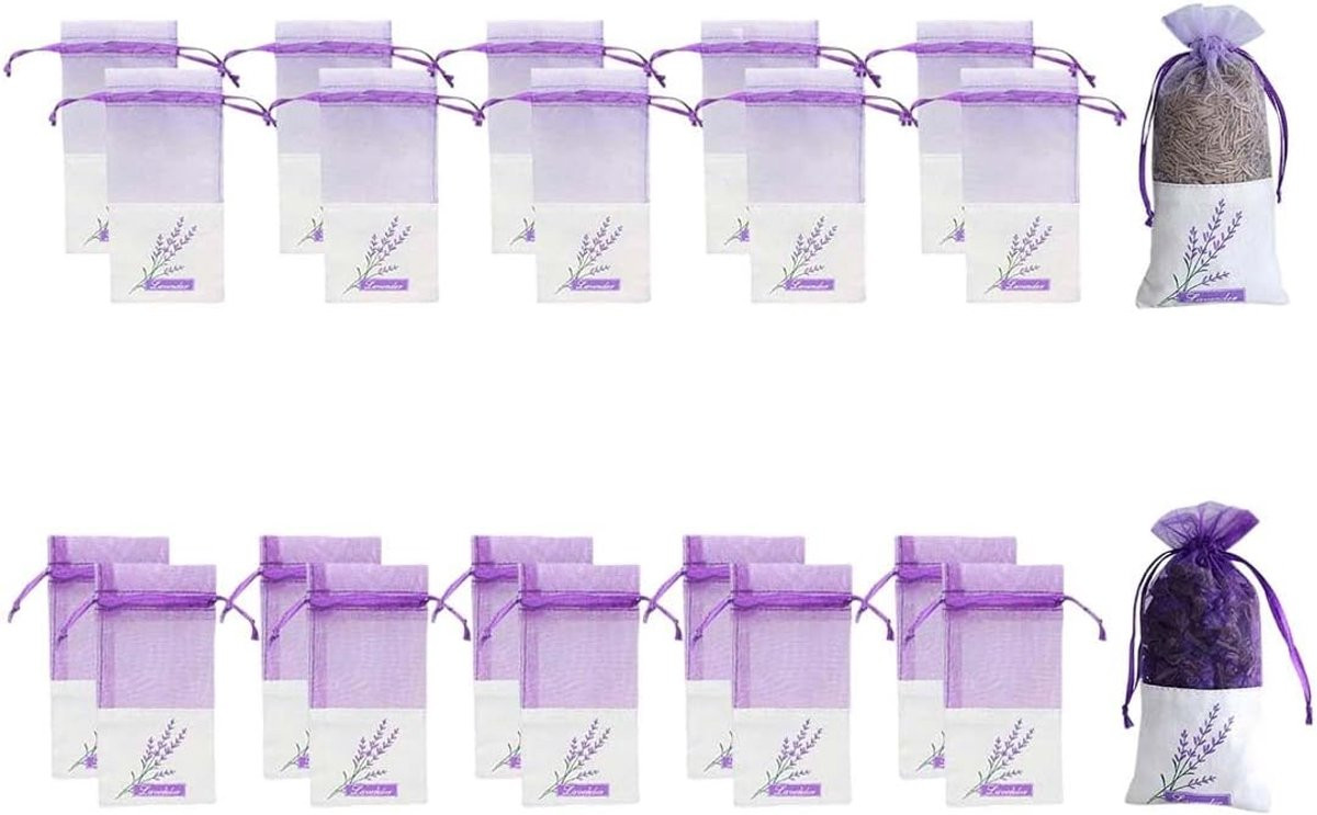20 stuks Organza lavendelzakjes met garenlinten voor lavendel en specerijen