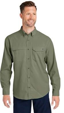 HUK H150172 Athletic Men's Tide Point Pocket Fishing Shirt in Moss size Large   Polyester