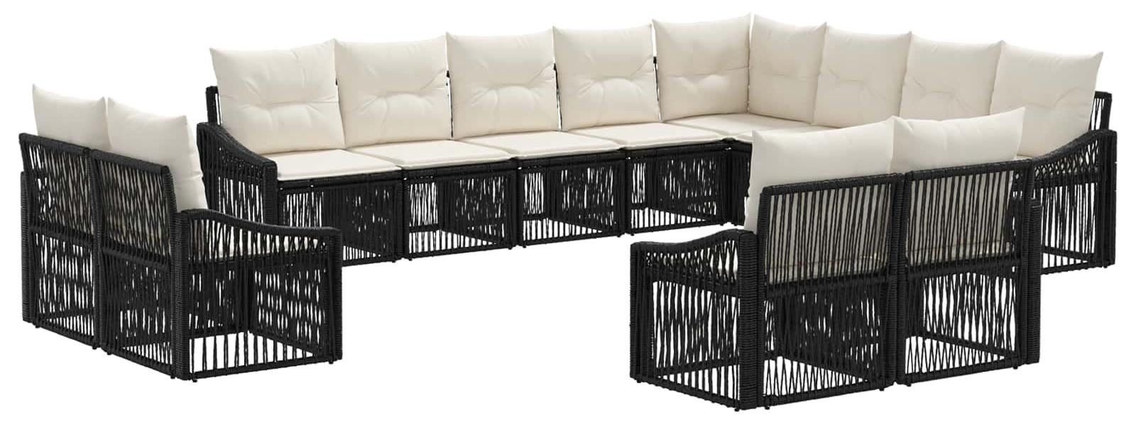 Gartenmöbel-Set, 12 Teile, schwarzes Gartensofa aus Kunstgewebe (Rattan-Optik)