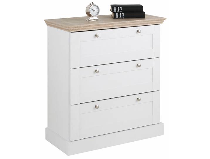 Schubkastenkommode GOODPRODUCT Binz , weiss (weiß, eichefarben), B:75cm H:80cm T:35cm, Sideboards, Schubkastenkommode, mit schönen Metallgriffen, 3 Schubladen, Breite 75 cm