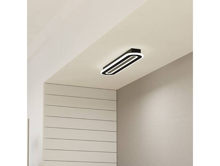 Plafonnier LED C 55 x 4 x 12cm Blanc/Noir/Noir/Blanc acier laqué polycarbonate avec effet cristal LED Module LED