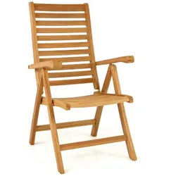 VCM Gartenstuhl Hochlehner Klappstuhl   verstellbar   Teak Holz behandelt   dunkelbraun   Maße H 111 x B 61 x T 65cm