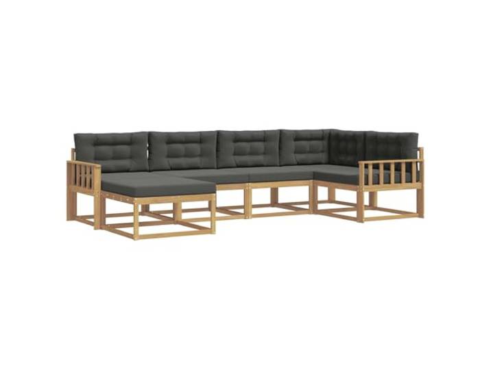 PUGYNBK Sofaset für den Außenbereich, 5-teilig, Weiß und Anthrazit Akazienholz, Lattenrahmen, modular, witterungsbeständig