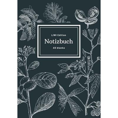 Notizbuch schön gestaltet mit Leseband - A5 Hardcover blanko - 100 Seiten 90g/m² - floral dunkelgrau - Papier, Gebundene Ausgabe von Notizbuch