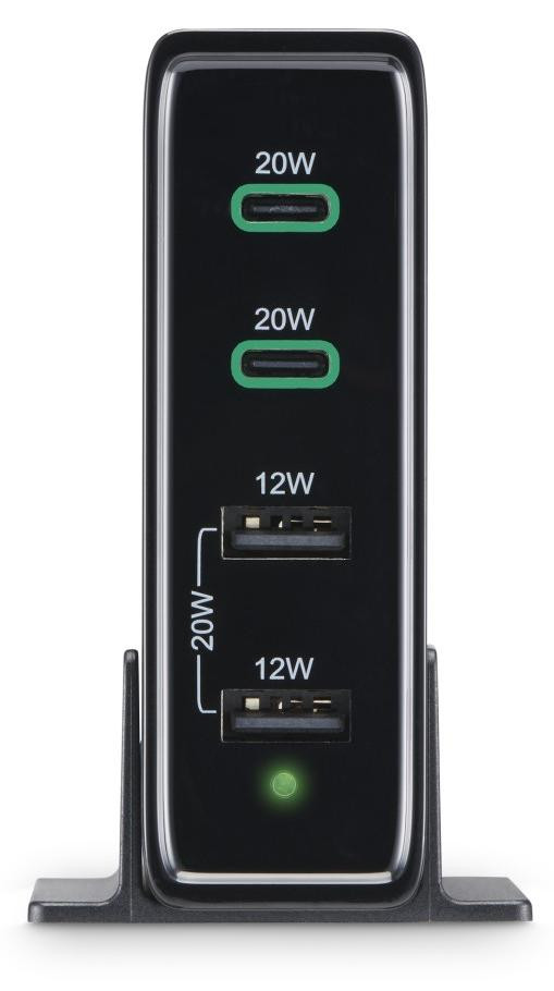 Hama 00201628 4-in-1 USB-oplaadstation, 60 Watt, zwart, 1,2 meter