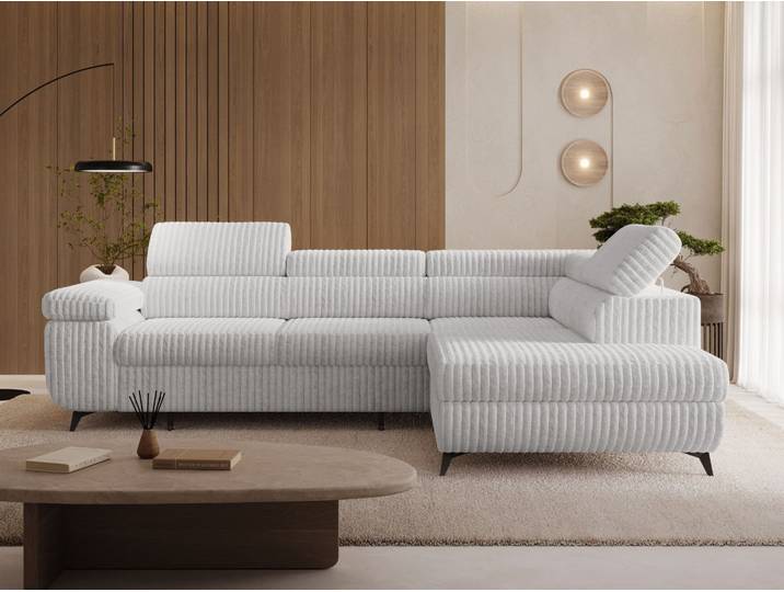 Ecksofa L-Form mit Schlaffunktion und Bettkasten Argon Rechts Grau