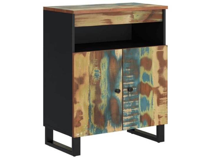 Buffet en bois massif de récupération - GKO - 60x33x75 cm - Multicolore - Bois de récupération - Pieds en fer