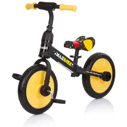 Chipolino Dreirad, Laufrad 2 in 1, Max Bike, 10 Zoll Räder, Pedale, Stützräder gelb Monster