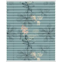 Lichtblick Plissee Klemmfix, ohne Bohren, blickdicht, Aqua Floral - Blau