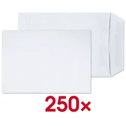 Steinmetz 250 Versandtaschen DIN B5 90 g/m2 ohne Fenster weiß, 25x17.6 cm