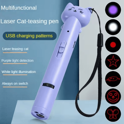 Inspire Picks Laser Pounce USB Cat Teaser Pen Rechargeable Infrared Laser Toy With Fun Projection Patterns purple