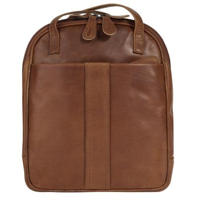 Cityrucksack CLUTY "CLUTY Damen echt Leder", Damen, Gr. B/H/T: 26cm x 7cm, onesize, braun (cognac), Leder, Rindsleder, Retro, Rucksäcke Cityrucksack, echt Leder