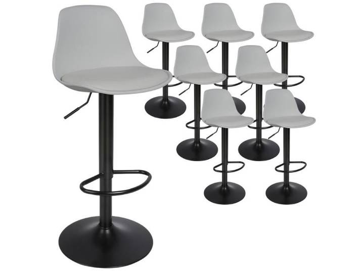 HOMEWELL. Lot de 8 tabourets de bar en polyuréthane Spray gris clair