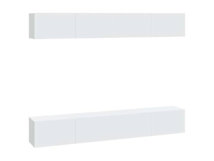 KUPTYERFG TV-Wandschrank 4er Set Hängend Lowboard Weiß 100x30x30 cm Moderne Schwebemöbel im 4er-Pack für Wohnzimmer und Schlafzimmer, pflegeleichter Holzwerkstoff mit 2 Klappfächern.