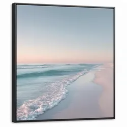 LEINWAND Bilder mit Rahmen - Küstenlinie - Pastell - Wasser - 90x90