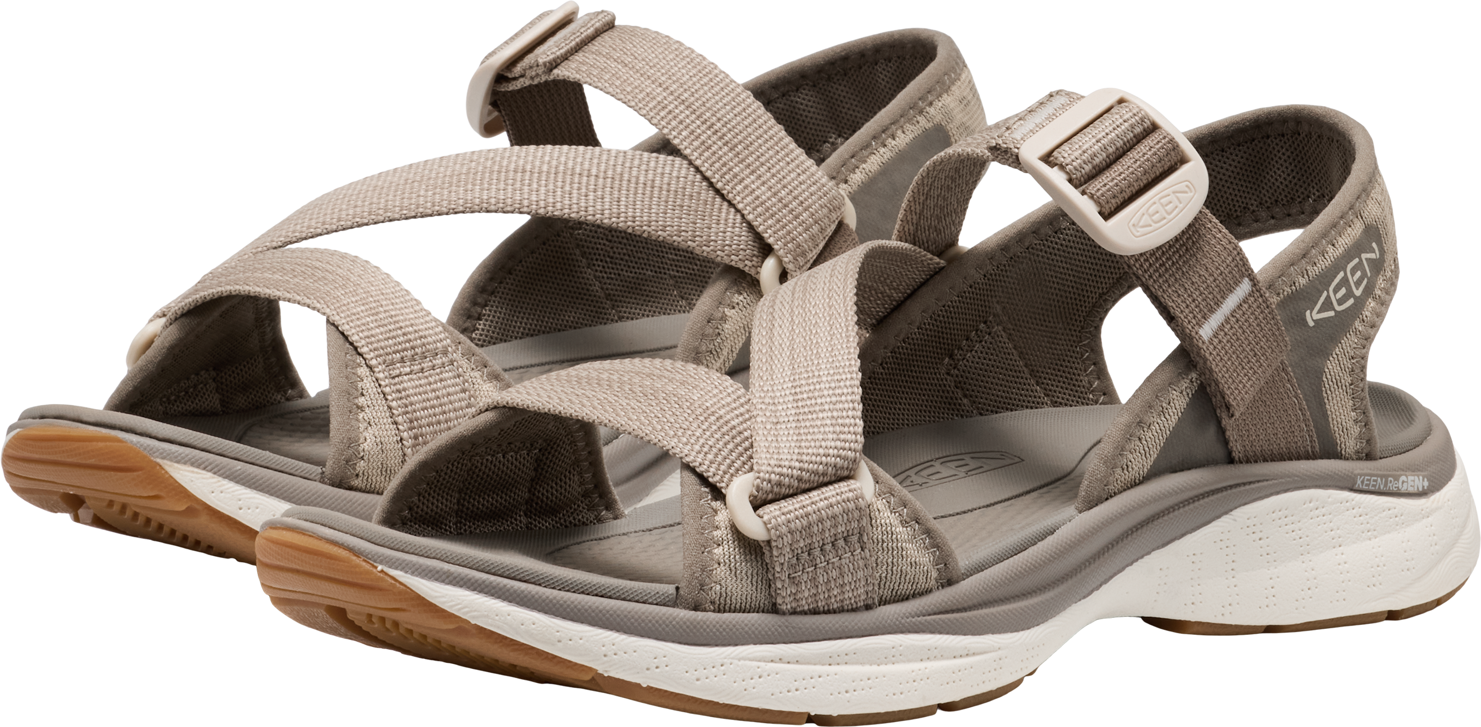Sandale KEEN "LEIKI OT SANDAL", Damen, Gr. 42, beige (brindle, birch), Synthetik, Schuhe Sandale, waschbar,stossdämpfend und atmungsaktiv brindle, birch 42